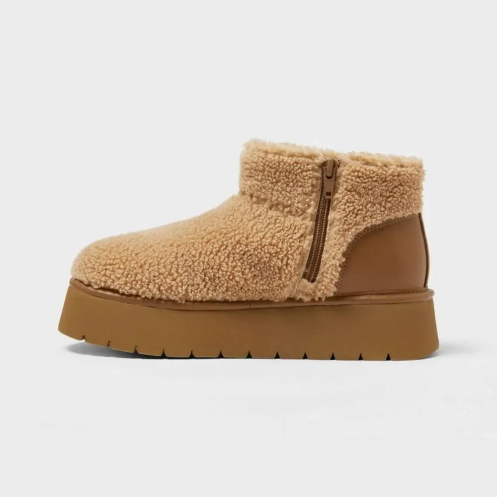 Women’s Missy Faux Suede Boots with Memory Foam Insole - Wild Fable Beige 7